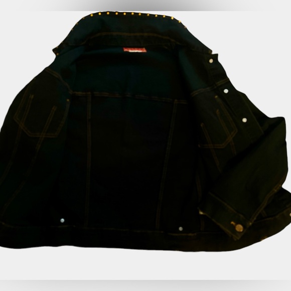 NYDJ Jean Denim Jacket Rhinestone Studded Dk Blue Denim Womens Lg - Picture 11 of 11